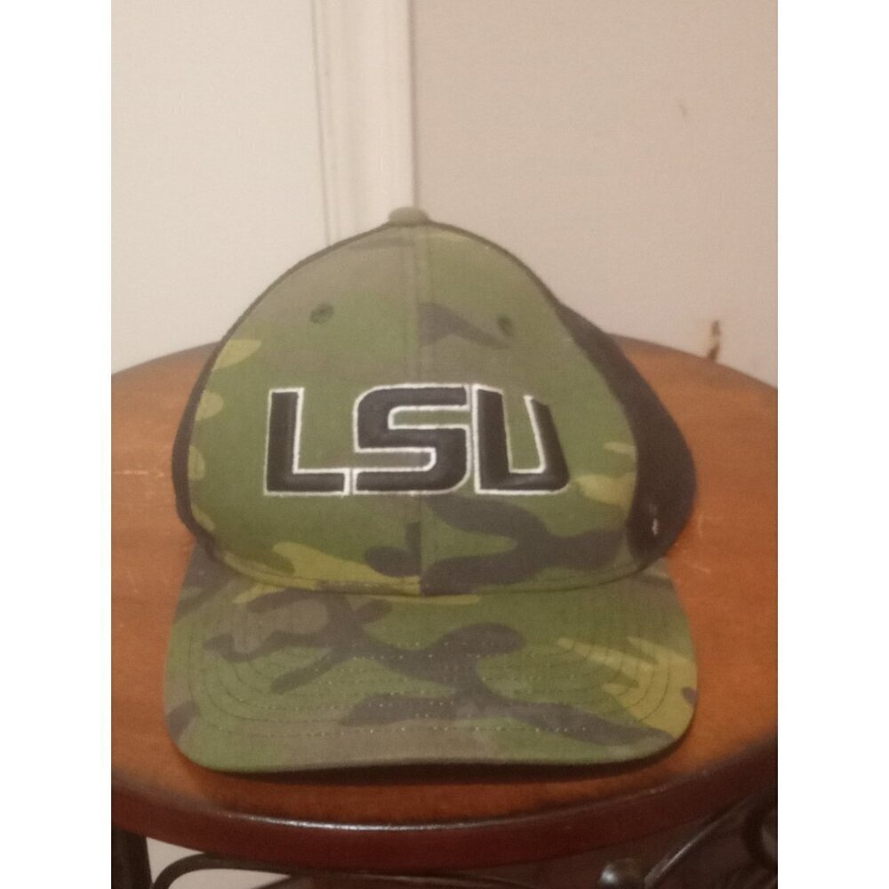 LSU Tigers Camoflauge 47 Brand Snapback Hat Cap Men's Collge Green Army